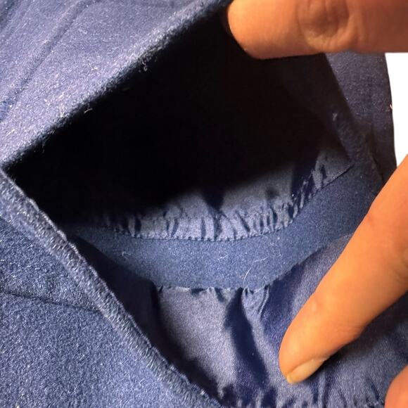 Vintage Lands' End Size 10 Petite Navy Wool Hooded Duffle Coat Toggle Buttons - Picture 6 of 16